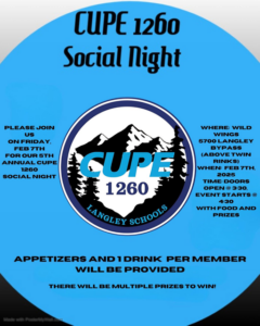 Social Night Cupe 1260 @ Wild Wings (above Twin Rinks)